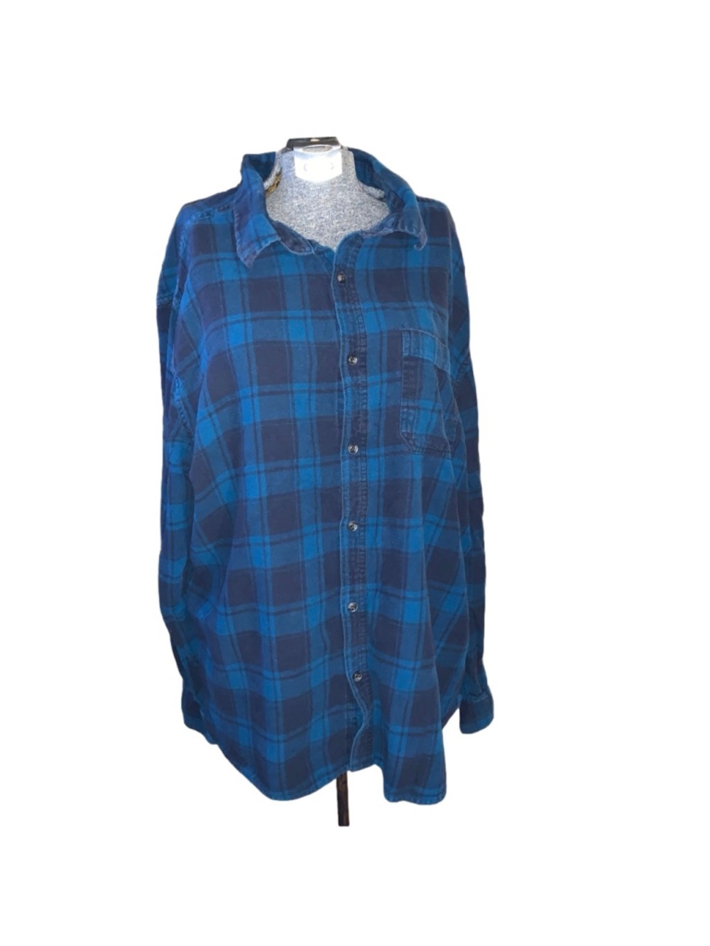 Men's George Plaid Casual Button Down Shirt XXL Blue Black